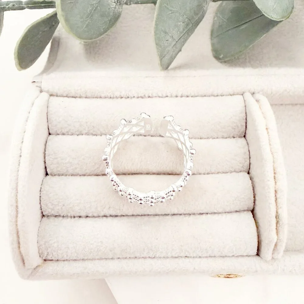 925 Sterling Silver Textured Ring Band Thick Ring Weave Woven Ring